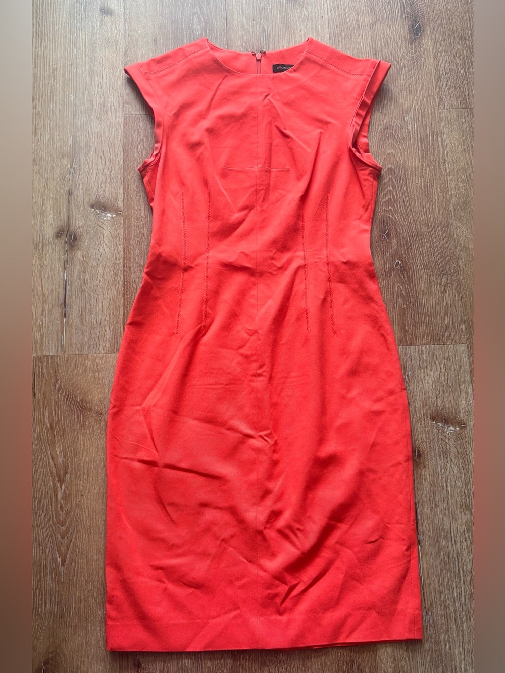 Banana Republic Coral-Red Cap-Sleeve Sheath Dress